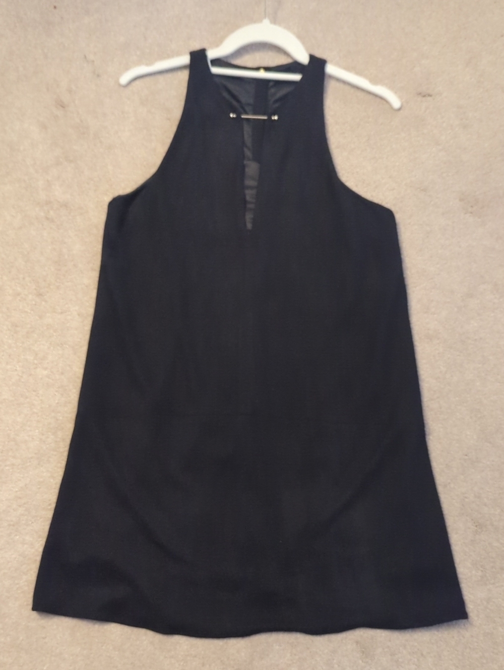 Olivaceous Faux Suede Classic Black A Line, Halter Shift Dress. Size M